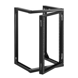 Gabinete de red de montaje en pared de 15U, capacidad de carga máxima de 150 libras, marco abierto, puerta oscilante de 180 grados, estante de acero al carbono negro de 19 pulgadas para TI - Product Image 1