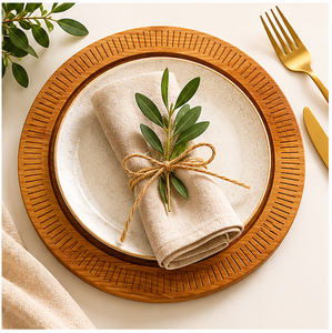 Handcrafted Rim Carved Wooden Charger <b>Plate</b> Eco-Friendly Natural Wood Serving Tray for Luxury Wedding Table <b>Decoration</b> - Product Image 2
