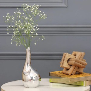 Embossed Pattern Metal Flower Vase Artistic Surface Decorative Vase for Living Room Dining <b>Table</b> Home Decor and Gifting Use - Product Image 5