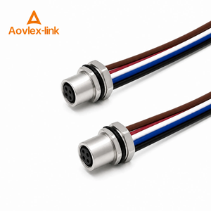 Conector Circular M8 de Montaje en Panel con Cables de 3, 4, 6 y 8 Pines, Fijación Trasera y Delantera, Personalizado - Product Image 1
