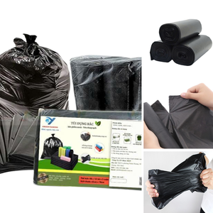 Black LDPE Garbage Bags Tie Closure Disposable Household <b>Plastic</b> Bag Stand Up Pouch Roll Flat <b>Pocket</b> - Product Image 6