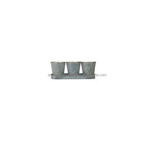 POT de fleurs galvanisées, 3 plateaux, POT pour décoration de jardin, en métal, nouveau DESIGN, prix en gros - Product Image 3
