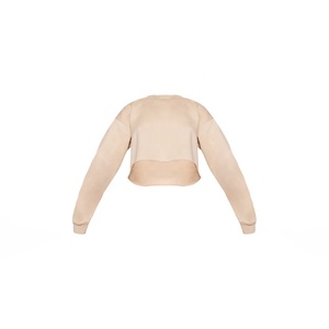 Sweat-shirt court personnalisé grande taille doublé à col ras du cou et ourlet brut, 360 grammes, épais, pour femme, hiver, coupe oversize - Product Image 6