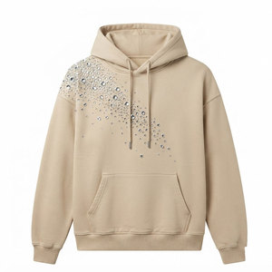 Sweat-shirts tendance avec strass et décorations, tissu confortable, sweat-shirt à capuche basique en coton mélangé pour hommes - Product Image 1