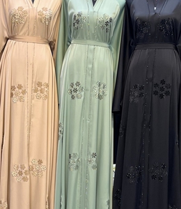 2026 Wholesale Umbrella Abaya Stone Work Handmade Sequined Arabic Dubai Style Full Flare Nida Fabric Evening Party Dress - Product Image 6