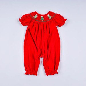 Mono de pana rojo estampado para bebés, mono infantil con botones a presión en las patas, conjunto de invierno - Product Image 1