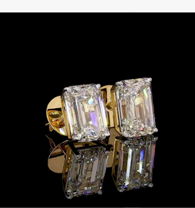 Boucles d'oreilles tendance en diamant de laboratoire taille émeraude 10,89 carats certifiées IGI Or 10/14/18 carats Bijoux pour femmes par HIPHOPSTAR - Product Image 4