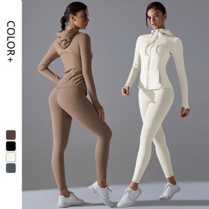Modern Women <b>Yoga</b> <b>Jacket</b> And Legging 2 Piece Set Sportswear Gym Clothing Stretch Workout Training Wear - Product Image 3