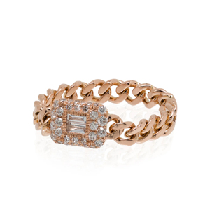 แหวนค็อกเทลโรสโกลด์ประดับเพชรทรงมรกต ดีไซน์เรขาคณิต เครื่องประดับหรูหราสำหรับทุกเพศ - Product Image 1
