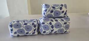 <b>Makeup</b> Bag Set of 3 Travel Organizer Soft Quilted Cotton Cosmetic Toiletry Pouch Zipper Case Gift for Women - Product Image 3