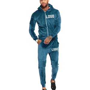 Ensemble de survêtement en velours personnalisé pour hommes, avec poches, en velours, pour le jogging - Product Image 3
