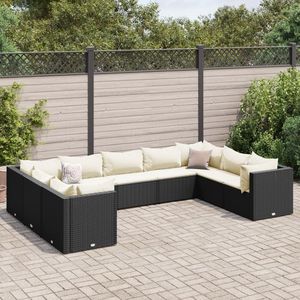 Set Lounge da Giardino Nero e Bianco Crema per Esterni - Product Image 1