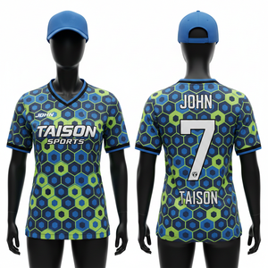 Camiseta de Fútbol Femenina Premium de Poliéster Interlock de 150 GSM, Color Azul Marino, Patrón de Panal de Abeja, Sublimación, Logotipo Personalizado - Product Image 1