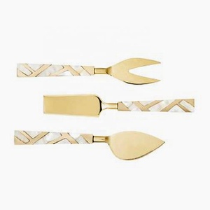 Stainless Steel Hammered Design Handmade Salad <b>Serving</b> Set <b>Gold</b> Plated Food Safe - Product Image 3