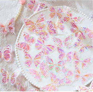 Autocollant PET découpé en forme de papillon rose nacré, 20 pièces, pour décoration artisanale, fabrication de cartes, journaux de scrapbooking - Product Image 2
