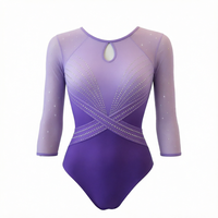 Ensemble de justaucorps de gymnastique pour filles, léger, sans couture, en spandex/polyester tricoté, avec sequins en forme de cœur roses, jupe plissée, pour la danse et le gymnastique - Product Image 4