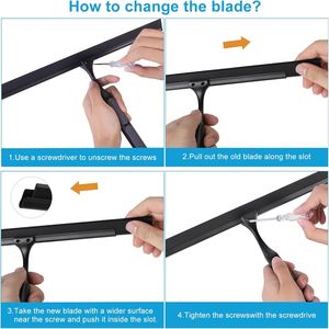 Tergivetro da Doccia in Acciaio Inossidabile Nero Opaco da 10 Pollici con Manico Antiscivolo e Gancio per Lama di Ricambio per Porte in Vetro - Product Image 3