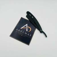 Rasoir droit pliant professionnel pour hommes, en acier inoxydable noir antique, à lame unique, personnalisable avec logo, pour barbier, non jetable