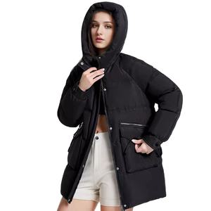 Chaqueta de cuello de bufanda de Invierno para mujer, abrigos de algodón de burbujas sueltos sólidos gruesos y cálidos, Parkas acolchadas negras para mujer, prendas de vestir informales - Product Image 4