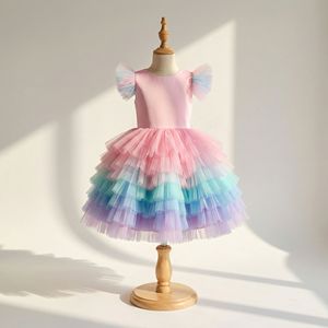 Vestido de Fiesta de Princesa Ecológico de Lujo, Sin Mangas, Hasta el Tobillo, para Cumpleaños, Boda, Niña de las Flores, con Tul de Unicornio en Tonos Pastel - Product Image 1