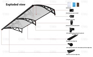 Forniture da giardino di alta qualità ampiamente utilizzato in policarbonato ha <span class=keywords><strong>detto</strong></span> vento a prova di pioggia baldacchino fornitore della cina RV tende da sole - Product Image 2