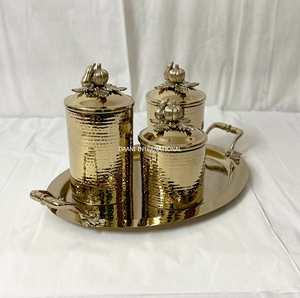 Luxury Countertop Gold Canister Set with Hammered Exterior High Quality Storage Spice <b>Jars</b> For Modern Home Kitchen and Gift Use - Product Image 1