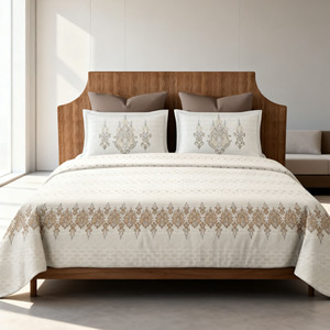 Premium Golden Sand 210 Thread Count Cotton Bedsheet Durable <b>Printed</b> Bedding for Elegant <b>Bedroom</b> Decor Worldwide Availability - Product Image 3
