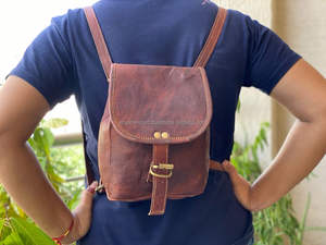 Goat Leather Stylish 8 Inch Handmade Backpack Unisex Bag - Product Image 2