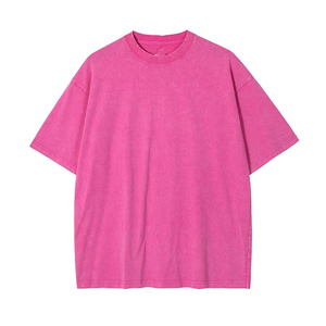 เสื้อยืดโอเวอร์ไซส์แบบย้อมสีเอซิด 100% ผ้าฝ้ายเนื้อหนา ทรงวินเทจ คอกลม แขนสั้น เสื้อเปล่าสไตล์สตรีทแวร์ รับสกรีนโลโก้ รับผลิตแบบ OEM ODM - Product Image 3