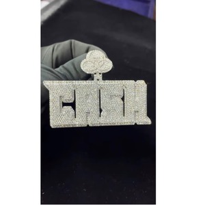 Fully Iced Out Custom Name Latter <b>Pendant</b> Fine Jewelry <b>Pendant</b> Personalized <b>Initial</b> Latter <b>Pendant</b> 925 <b>Silver</b> <b>Pendant</b> For Gifts - Product Image 2