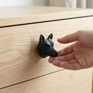 Wolf Head Cast Iron Sand Casted Drawer Handle Farmhouse Style Round Kitchen Cabinet <b>Knob</b> Antirust Eco-Friendly Durable Design - Product Image 3