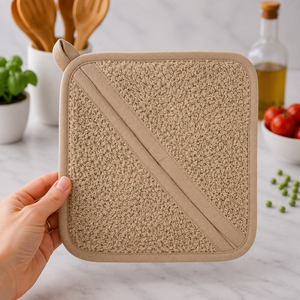 Support de casserole en coton éponge de couleur unie de haute qualité avec double poche, isolation thermique, fabriqué en Inde, en promotion - Product Image 2