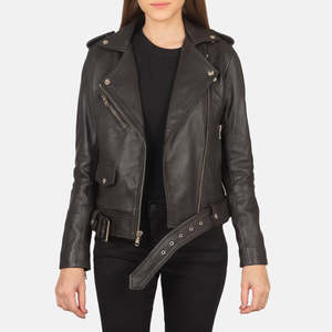 Veste en cuir de mouton marron Furat Leathers, style motard, matelassée, écologique, séchage rapide, broderie 3D, respirante, fermeture éclair, pour femme, hiver - Product Image 2
