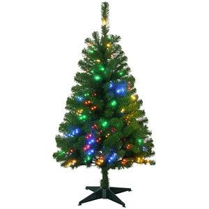 Sapins de Noël artificiels de 4 pieds avec lumières LED blanc chaud ou colorées, ouverture automatique, installation facile - Product Image 1