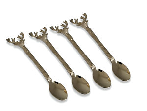 Juego de cucharas de té y café con mango de ciervo dorado y plateado hecho a mano de latón para fiestas, bodas y regalos (paquete de 4) - Product Image 4