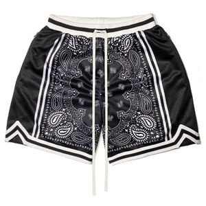 Shorts de basketball respirants en tissu mesh pour hommes, taille élastique avec cordon de serrage, décontractés, pour sports de plein air, options grandes tailles, pas chers - Product Image 2