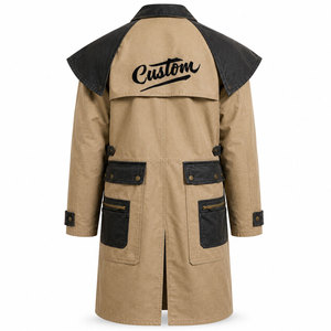 Manteau long en coton ciré pour femme, marque privée, coupe-vent et respirant, idéal pour l'équitation, le ranch et les activités extérieures en hiver, style western, boutonné. - Product Image 2