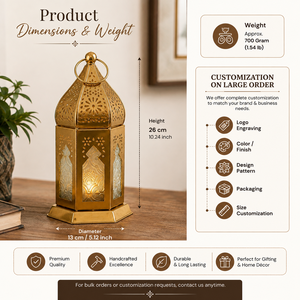 Brass Moroccan Candle <b>Lantern</b> Holder Metal <b>Hurricane</b> <b>Lantern</b> Decorative Home Decor Ramadan Wedding Table Centerpiece Gift - Product Image 5