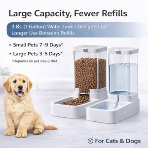 Comederos Portátiles Premium para Mascotas con Alimentación por Gravedad, 3.8L de Agua, 2.1KG de Alimentos, Dispensadores de 28.5cm de Altura, Diseño Moderno, Fácil de Limpiar, Tazón de Grado Alimenticio - Product Image 3