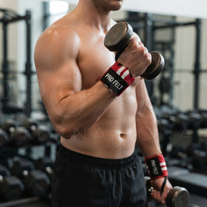 Sangles de poignet élastiques multifonctionnelles de 18 pouces pour l'haltérophilie, rouge et blanc, pour la musculation et le powerlifting - Product Image 3