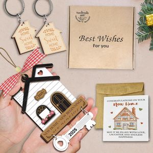 Nuovo Set Regalo Portachiavi Ornamento Casa 2025 con Biglietto di Auguri e Regalo per la Prima Casa per Donne/Coppie per l'Inaugurazione della Casa - Product Image 2