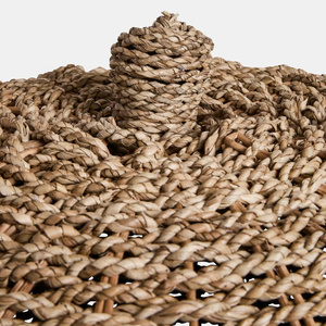 Ensemble de paniers de rangement contemporains ronds en jonc de mer, avec couvercle en forme de gland, faits à la main, pour articles divers et organisation de chambre d'enfant - Product Image 5
