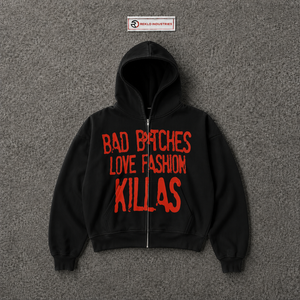 <b>Black</b> Oversized Zip Up <b>Hoodie</b> Red Graphic Print Unisex Streetwear Fashion Full <b>Zipper</b> Hooded Sweatshirt For Men Women Casual Fit - Product Image 5