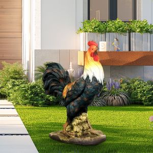 22.4 \ "statue da giardino di gallo a grandezza naturale decorazioni di pollo in cemento all'aperto decorazione di arte del gallo per ornamenti da giardino - Product Image 4