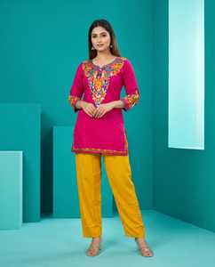 Conjunto de 2 Piezas Étnico Kashmiri de Calidad de Exportación, Estilo Palazzo, Rayón, Corte Holgado, Ropa de Fiesta para Mujer, Suministro al por Mayor, Fabricante - Product Image 2