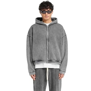 Fabricante de sudaderas con capucha de forro polar grueso con cremallera, chaqueta con capucha extragrande lisa, ropa urbana personalizada - Product Image 1