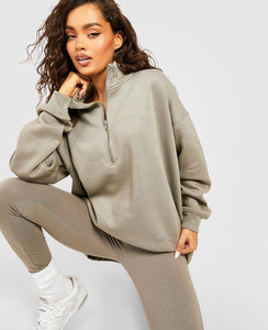 Ultimo stile di alta qualità da donna Crop Top Casual tuta da ginnastica con cerniera tute traspiranti taglie forti Set in pile tinta unita da donna - Product Image 2