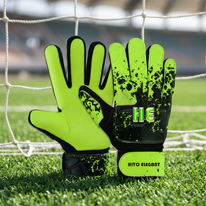 Gants de gardien de but de football en gros de qualité extrême nouveau design poignées respirantes et confortables couleur verte et noire - Product Image 2