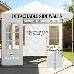 Tenda Bianca con Tettoia, Riparo Portatile per Campeggio, Padiglione, Pergola e Gazebo - Prodotto Ibrido - Product Image 2