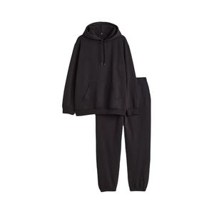 Surdimensionné 2 pièces tenues d'hiver solide motif salon à capuche Baggy pantalons de survêtement poches écologique automne mode survêtement ensembles - Product Image 1